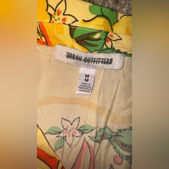 URBAN OUTFITTERS UO WILLOW MIDI SLEVELESS COLLARD DRESS FLORAL YELLOW ORANGE MED - Picture 6 of 8